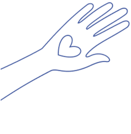 blue hans with a blue heart